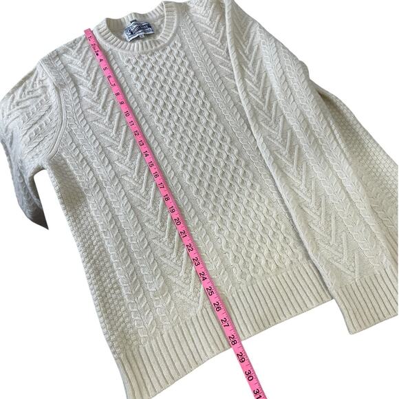 Schott Bros. Hand Crafted Wool Blend Cable Knit Sweater Fisherman Cream Mens XL - Picture 5 of 8